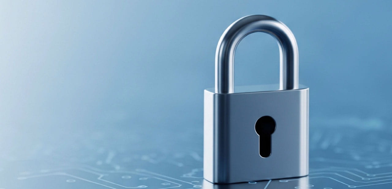 Digital padlock on a technology-themed background, representing the importance of recognizing fraud warning signs and protecting personal information from scams.