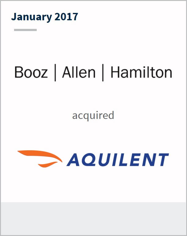 January 2017 Booz Allen Hamilton has acquired Aquilent