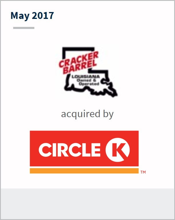 May 2017 Cracker Barrel has been acquired by Circle K