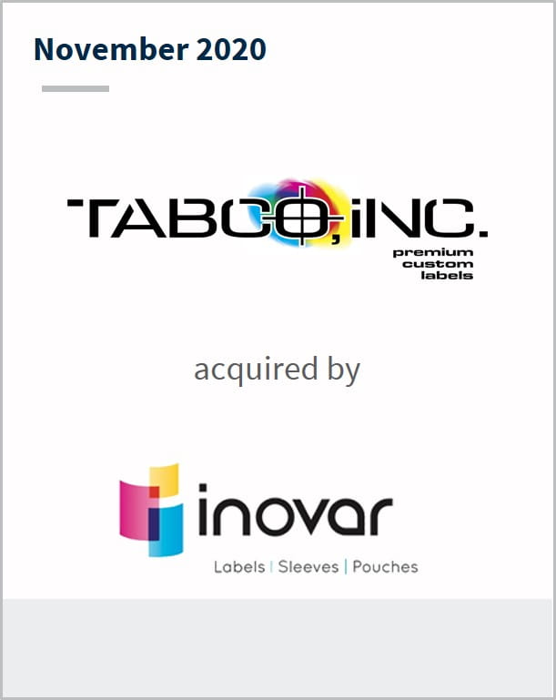 November 2020 Tabco Inc has been acquired by Inovar