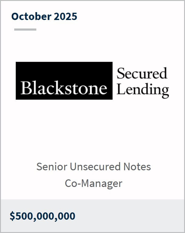 October 2025 Blackstone Secured Lending Senior Unsecured Notes Co-Manager $500,000,000