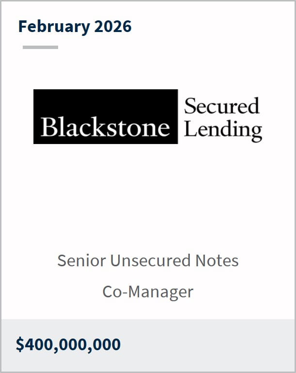 February 2026 Blackstone Unsecured Lending Senior Unsecured Notes Co-Manger $400,000,000