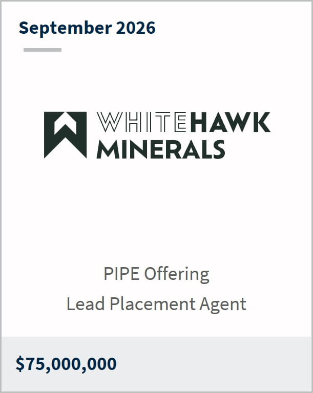 September 2026 WhiteHawk Minerals PIPE Offering Lead Placement Agent $75,000,000
