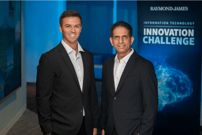 Sam Schultz and Vicky Chandwani, winners of the 2026 Innovation Challenge standing together