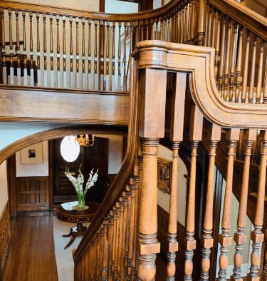 Square photo of wooden staircase